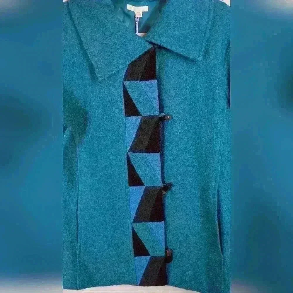 NWT Carson Boiled Wool Toggle Closure Geometric Pattern Jacket Large - Picture 7 of 12